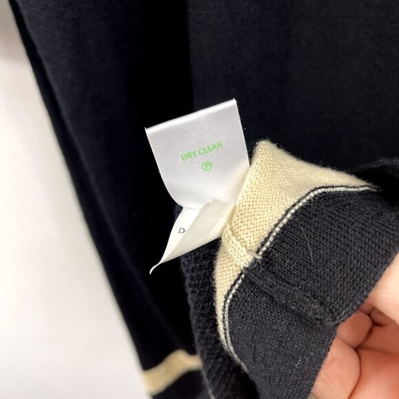 Lilly Pulitzer Size Small 100% Merino Wool Black Dress Cream Stripes - Picture 6 of 7